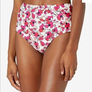 Tommy Hilfiger High Waisted Floral Pink Red White Swim Bikini Bottom Magenta